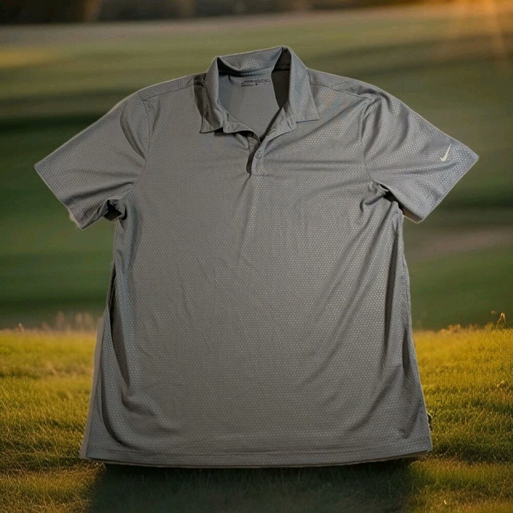 Nike Men's Large Gray Dri-Fit Golf Polo Shirt Short Sleeve Size L
